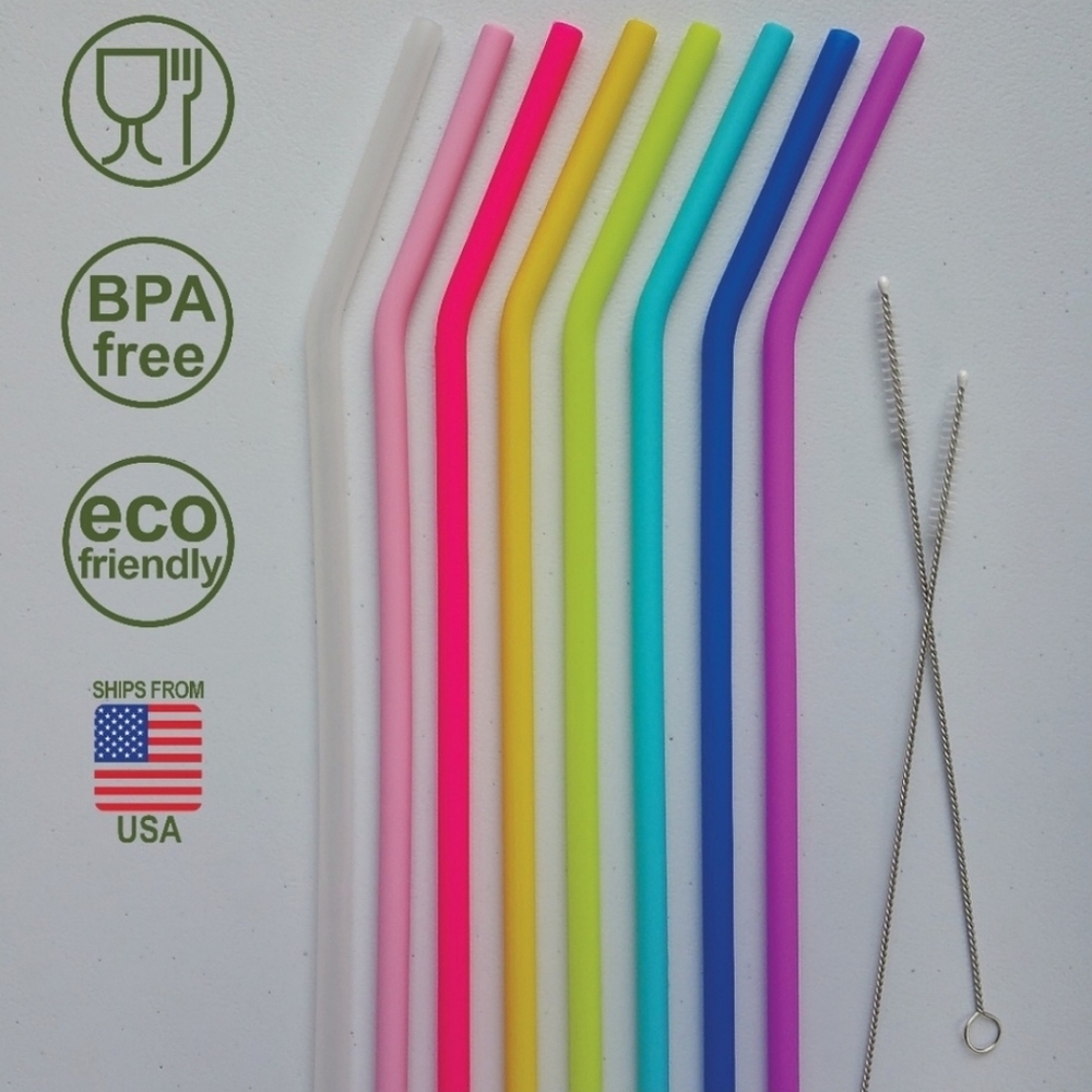 Silicone Straws (8) 10.25" Standard Size Width